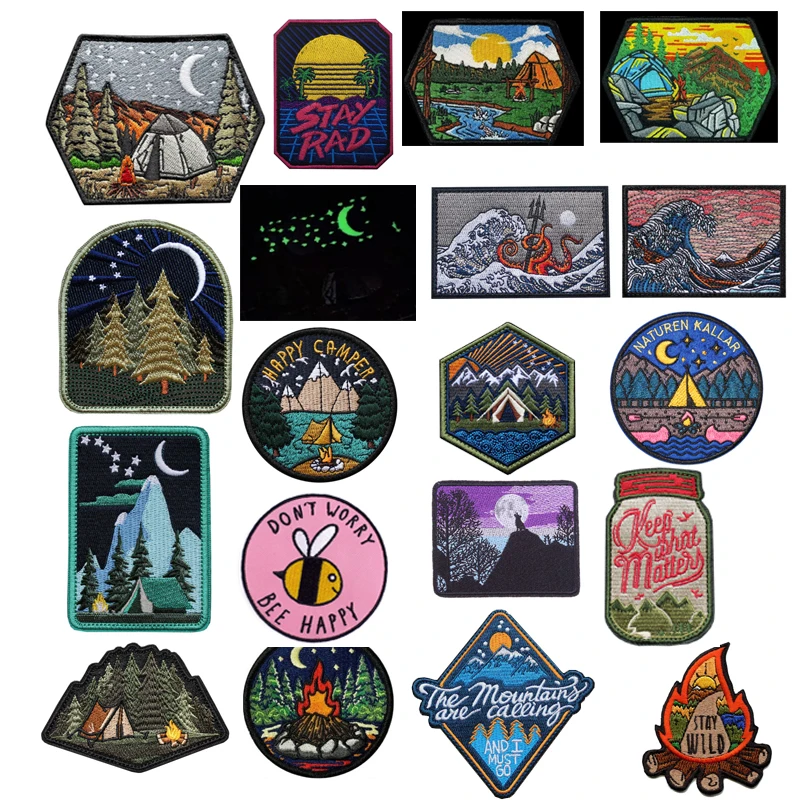 

New Camping Patch Nature Outdoor Adventure Morale Badge Mountain Tent Mountain Campfire Armband Army Fan Backpack Custom Patch