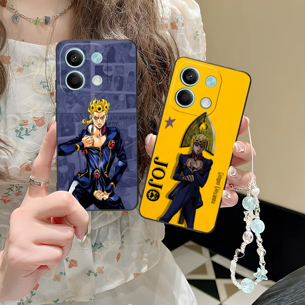 Фото Чехол для телефона JOJO Giorno Giovanna для Xiaomi POCO M6 M5 M4 M3 X7 X6 X5 X4 X3 F6 F5 F4 Pro GT 5G, черный чехол для смартфона №3