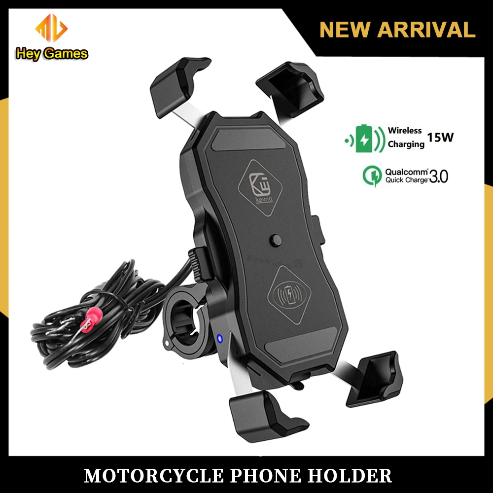 

Motorcycle Phone Holder 15W Wireless Charger USB QC3.0 Fast Charging Bracket Bike Smartphone Stand 360 Mobile Cellphone Support