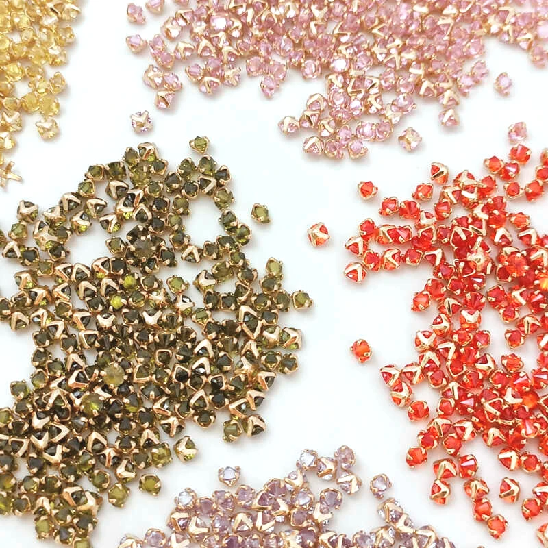 10 шт. 14-каратное медное золото одинарный коготь мини-цвет цирконий бриллиант 3 мм