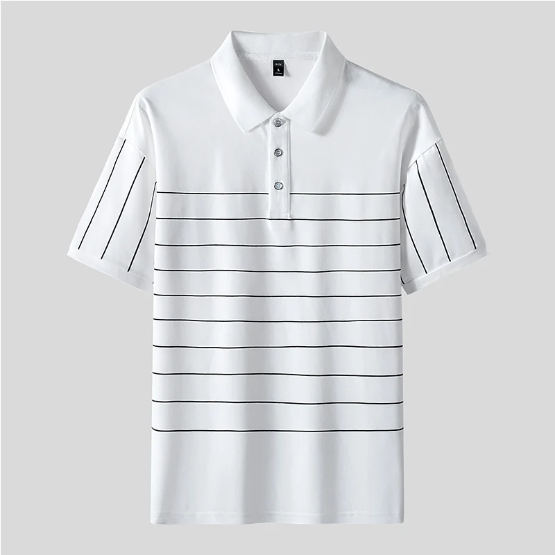 

Casual Summer Polo Shirt Men Cotton Business Tops Mens Striped Poloshirts for Men Shirts Short Sleeve Clothing Ice Felling K524