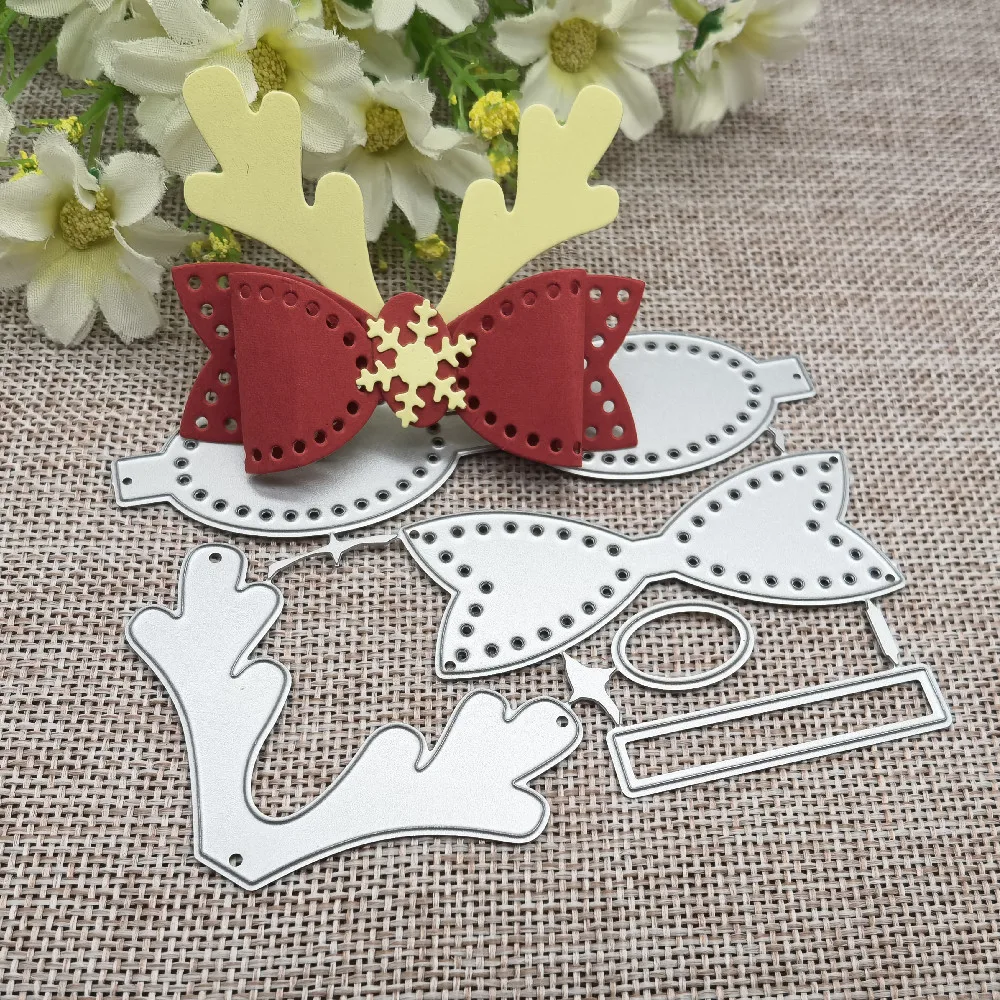 Рождественский бант кружевная карточка металлические штампы трафареты для «сделай сам» Скрапбукинг декоративное тиснение ручная работа штамповочный шаблон