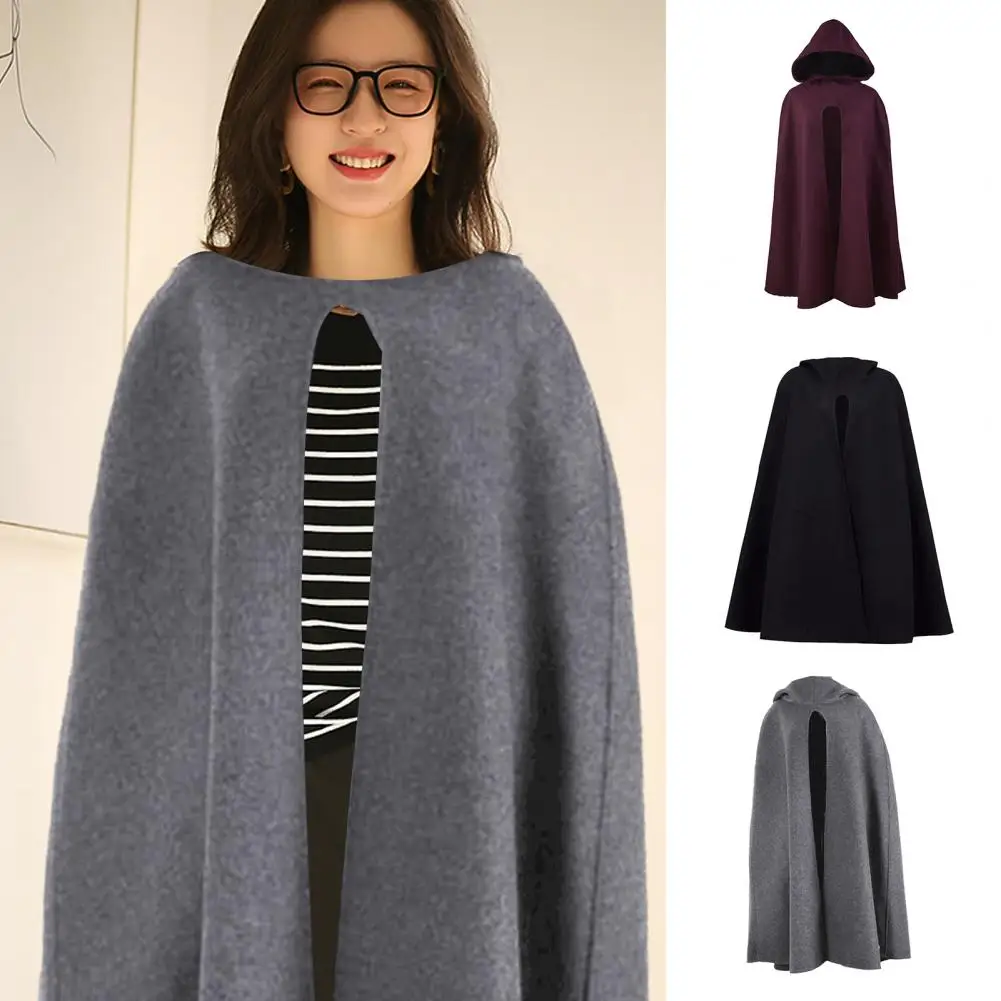 

Woolen Cloak Coat Stylish Women's Winter Cape Hooded Warm Sleeveless Outdoor Cloak Shawl for A Fashionable Cozy Look Women Cloak