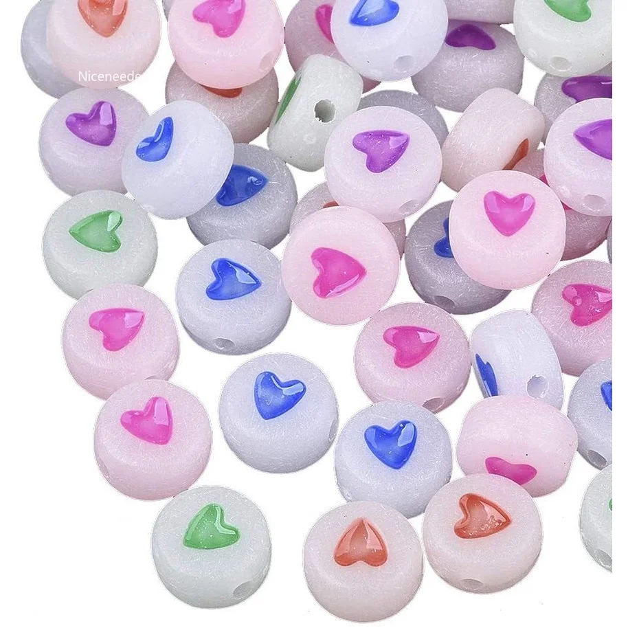 

3700 шт., бусины в форме сердца, плоские и круглые бусины разных цветов, 7x мм