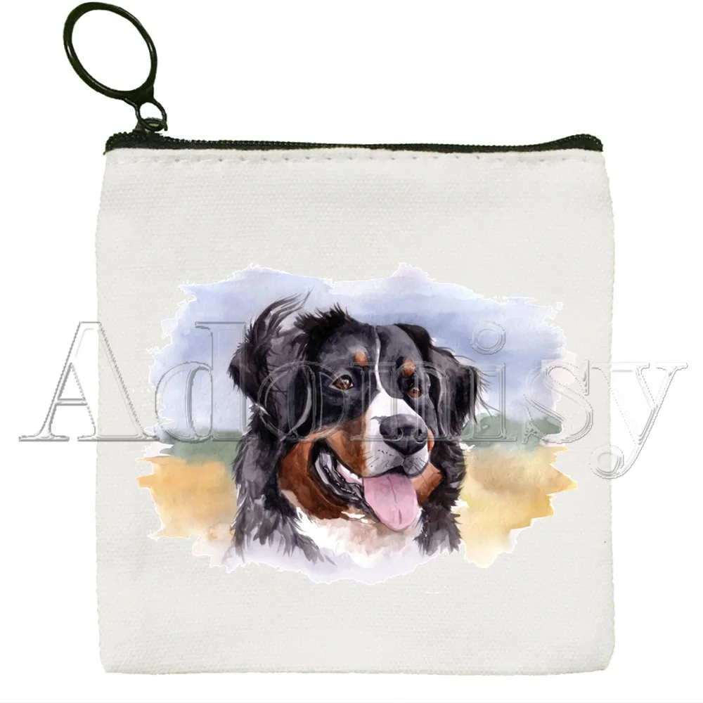 Bernese Mountain Dog Hand-painted Wallet Blank Canvas Pure White Cloth Bag Customized Hand-painted Small Coin Bag