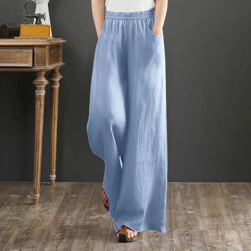 

Casual Cotton Linen Wide Leg Pants Women Summer Loose Home Pents Plus Size 5xl Comfortable Baggy Sweatpants Female Trousers