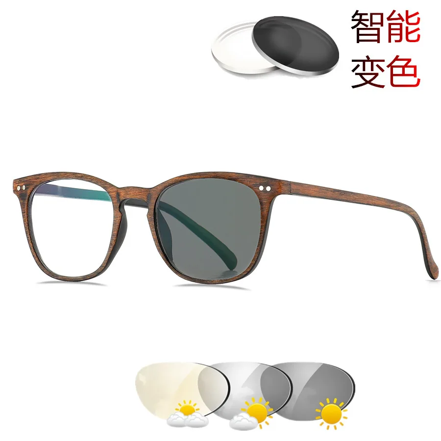 

New intelligent color changing glasses photochromic Sunglasses indoor and outdoor photochromic readers wood design sunglasses