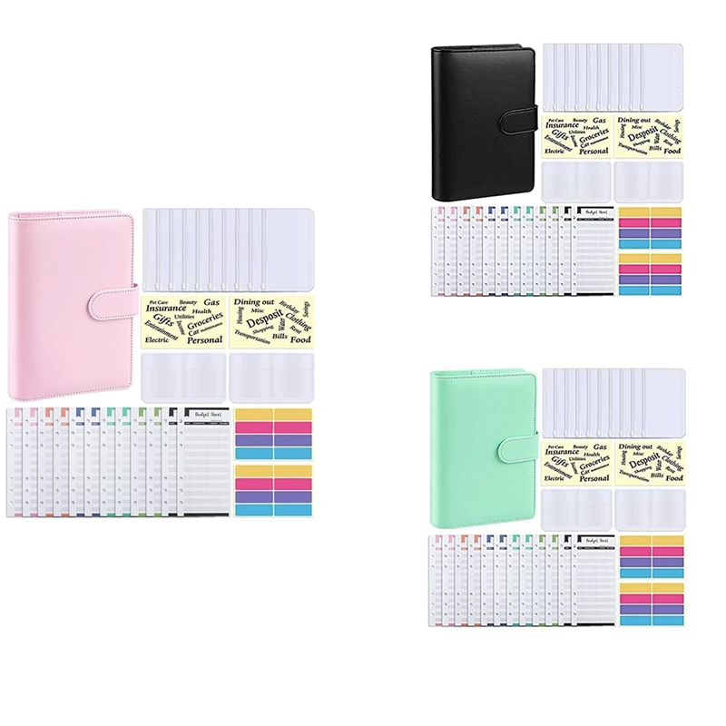 

Budget Binder, A6 PU Notebook Planning Notepad, Replaceable 6 Ring Binder Coverfor Personal Planning Of Budget Saving