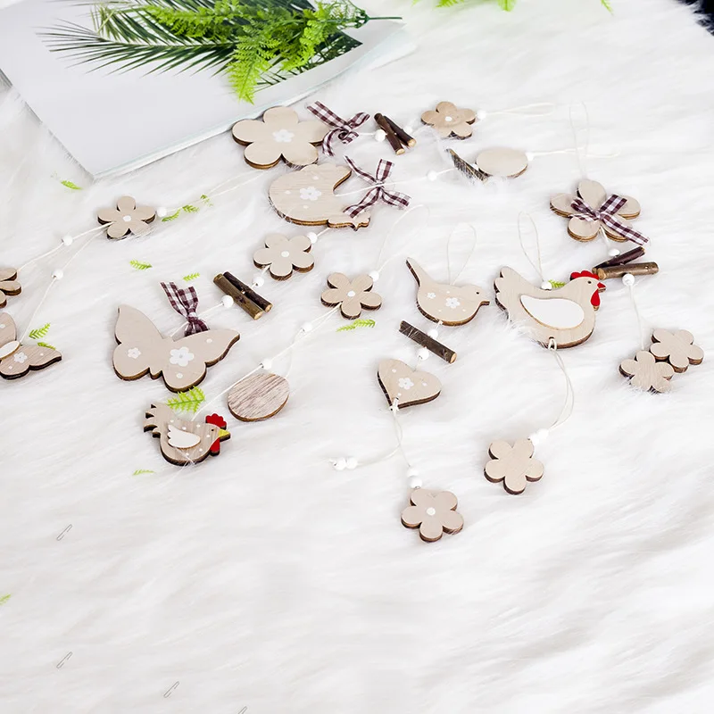 

1 шт., деревянные подвесные украшения в форме яйца кролика, птицы