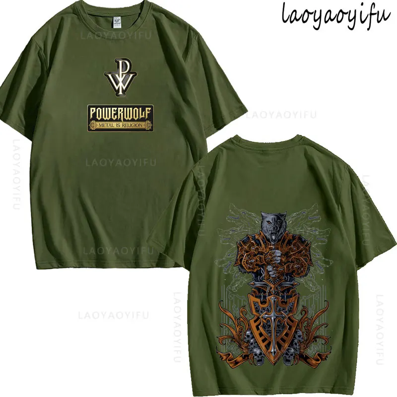 Crest Wolves Black от Powerwolf модная футболка из 100% хлопка мужская двусторонняя молодежная