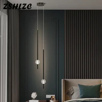 led all copper bedside small pendant light long strip crystal chandelier for living room bedroom bar hote cafe decor lamp ac220v