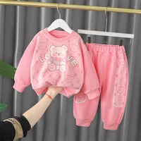 baby girl clothes set 2022 korean fashion cartoon pullover o neck long sleeve hoodies tops and pants kids girls infant outfits