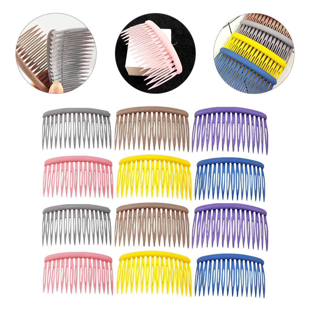 

12 Pcs Plastic Scrub Hair Comb Girl Headpiece French Clip The Flowers Womens Side Haircut Combs Headdresses Women's Clips