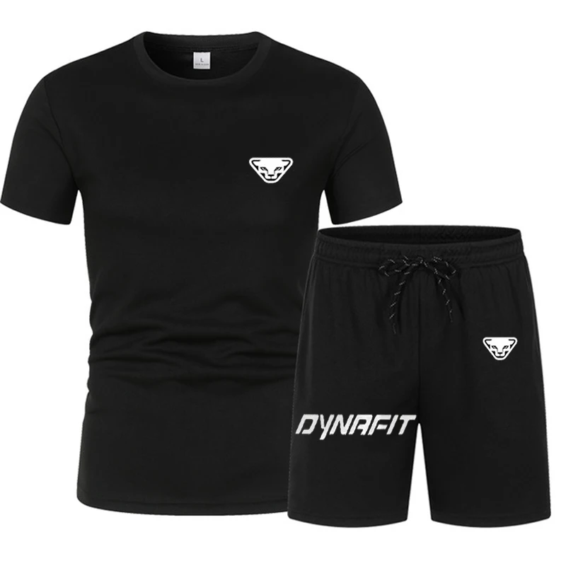 

2023 Summer Hot Men's T-shirt+Shorts Set Men's Sports Set DYNRFIT Print Leisure Fashion Breathable Short Sleeve T-shirt Set
