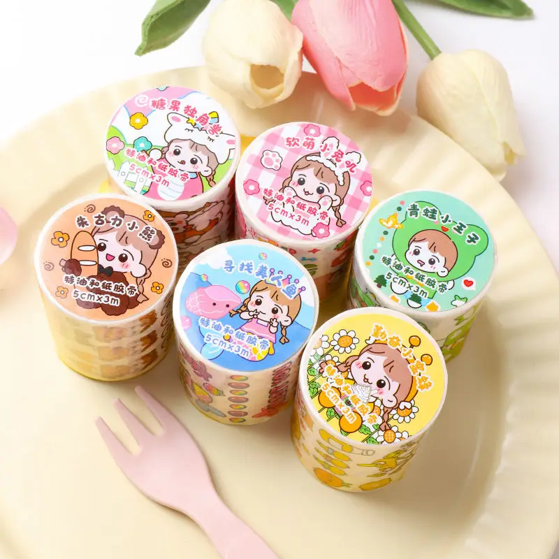 

Cute Duct Girls Special Oil Washi Tapes Junk Journal Masking Tape Adhesive Tape DIY Scrapbooking Decor Washi Sticker