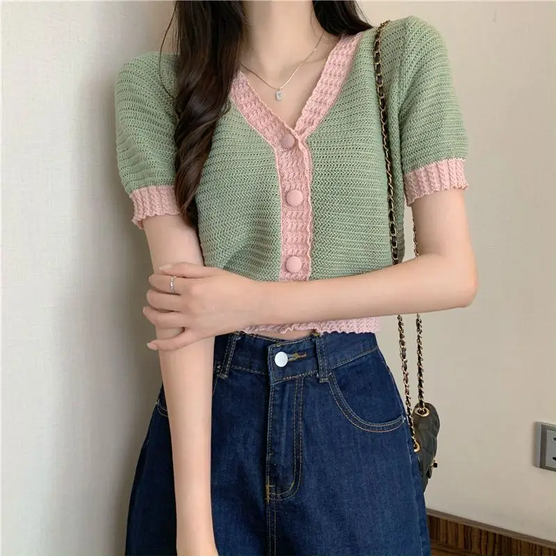 Кардиган с v-образным вырезом женский яркий цвет милый трикотаж для девочек