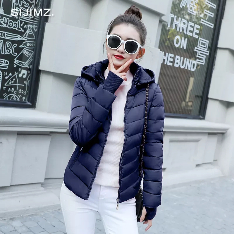 2022New Winter Jacket women Plus Size Womens Parkas Thicken Outerwear solid hooded Coats Short Female Slim Cotton padded basic t