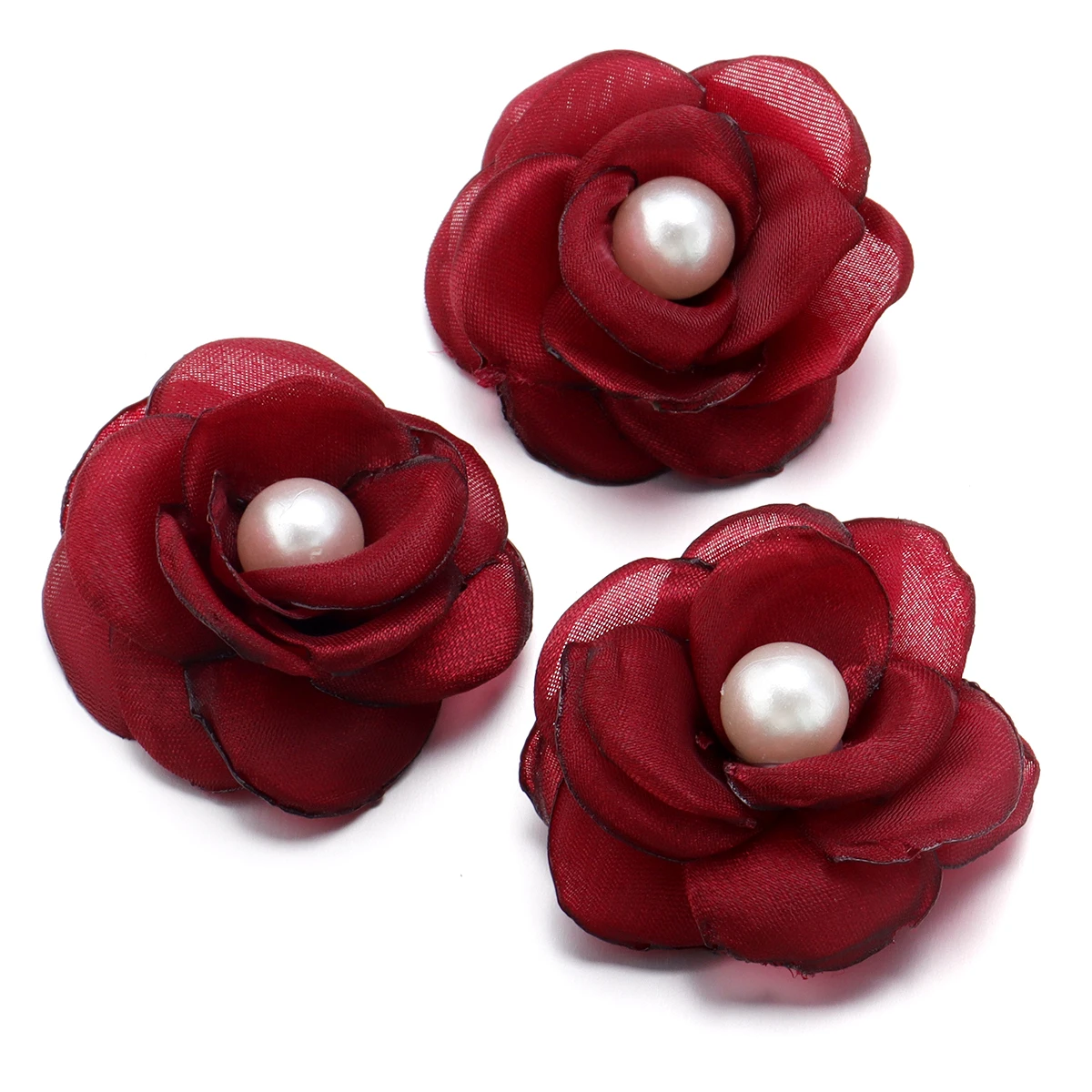 Искусственные цветы камелии из шелка, 3 штуки