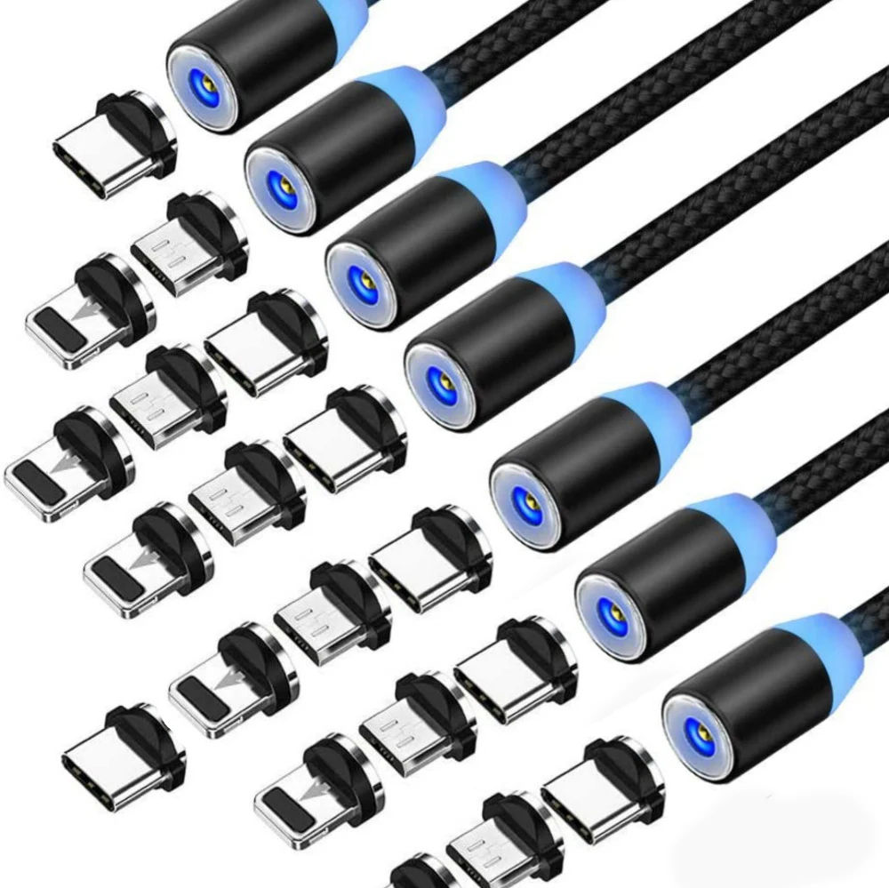 

USB Type C Magnetic Cable Micro USB Magnetic Charging Cable 1m 2.4A Magnet Plug Quick Charger Mobile Phone 3 in 1 Charge Cord