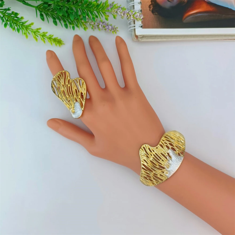 Женский Свадебный комплект из колье и серёг с золотым покрытием