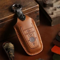 crazy horse leather car key case for ford mustang 2018 ecosport remote fobs shell cover keys bag keychain auto accessories