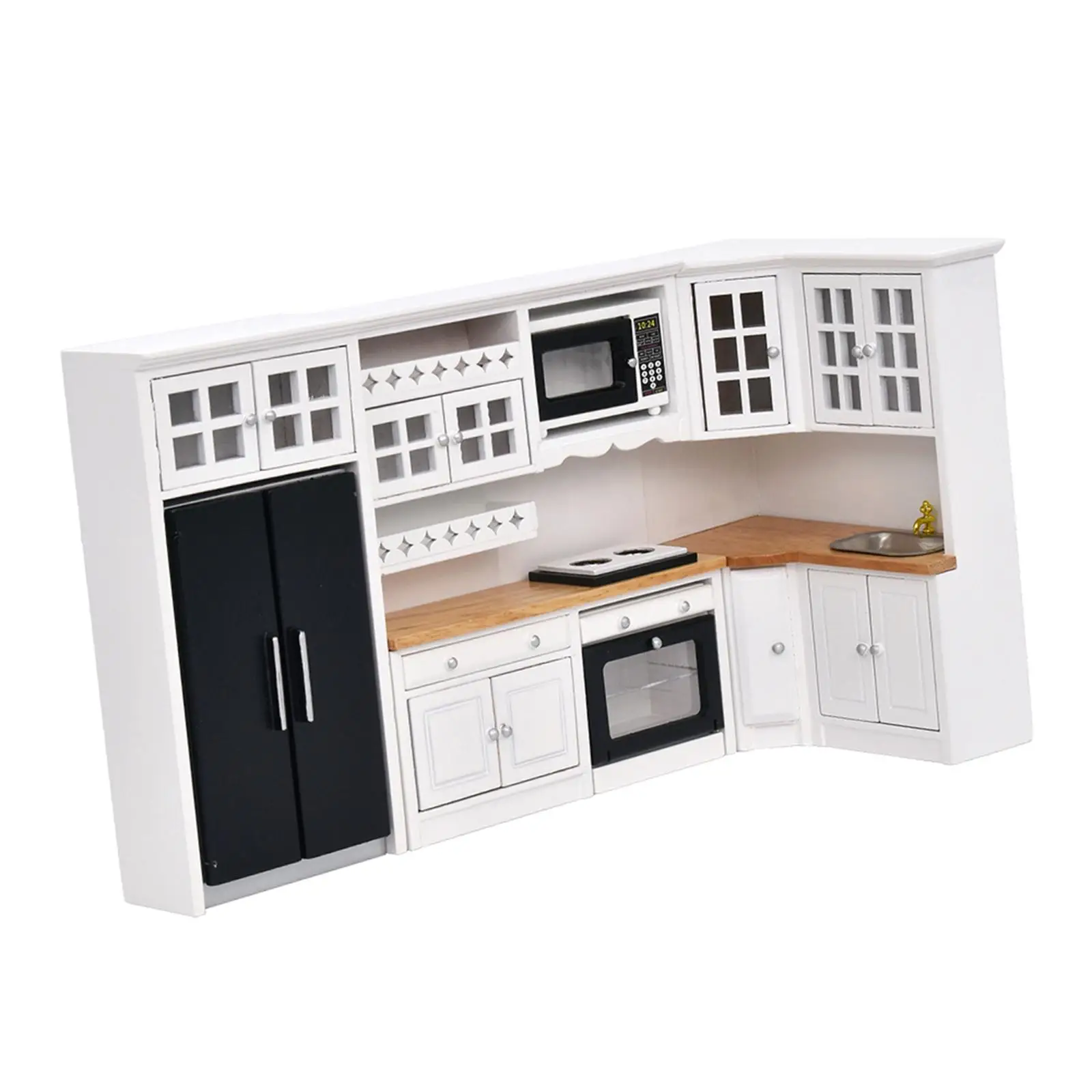 

1/12 Dollhouse Miniature house Miniature Model Dollhouse Kitchen Furniture Models Kit for Furnishings Crafts Role Play Gift