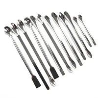 12pcs stainless steel lab spoon spatulalaboratory sampling spoon mixing micro spatula scoop household items kitchen accessories