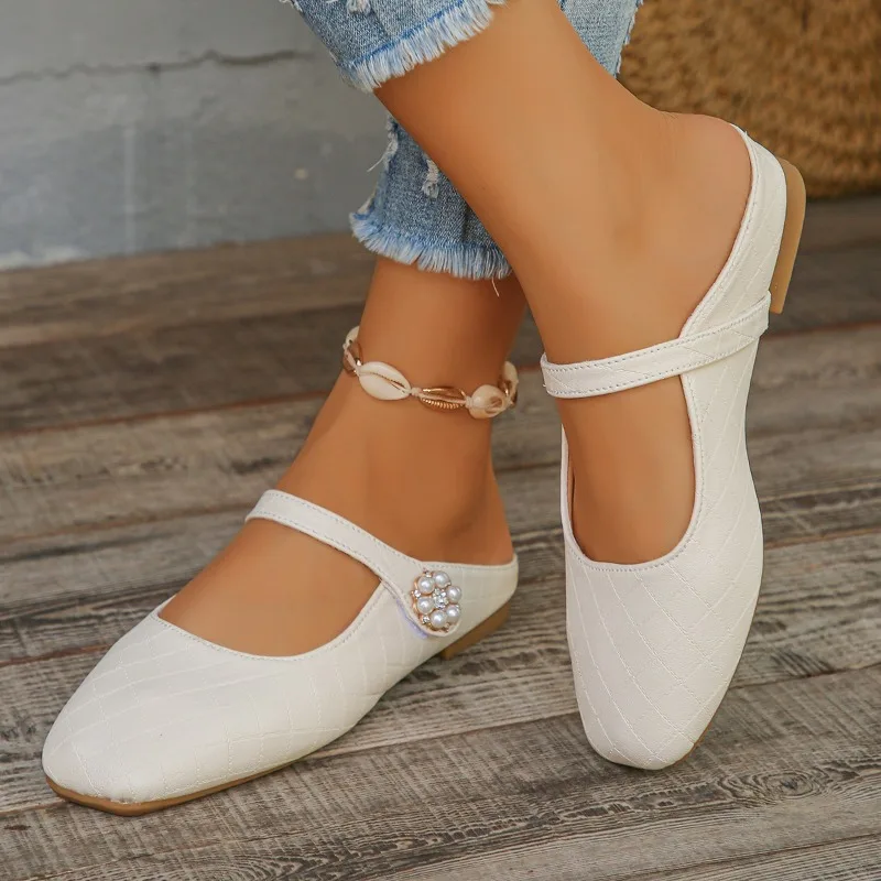 Женские туфли в стиле ретро на плоской подошве с квадратным носком повседневные