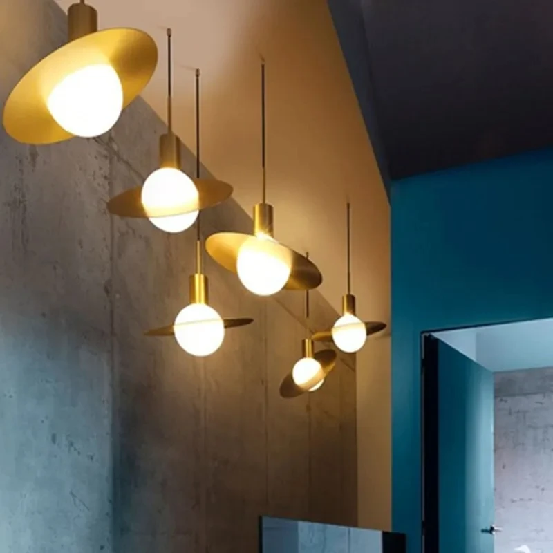 Винтажный железный подвесной светильник в деревенском стиле золотой стеклянный