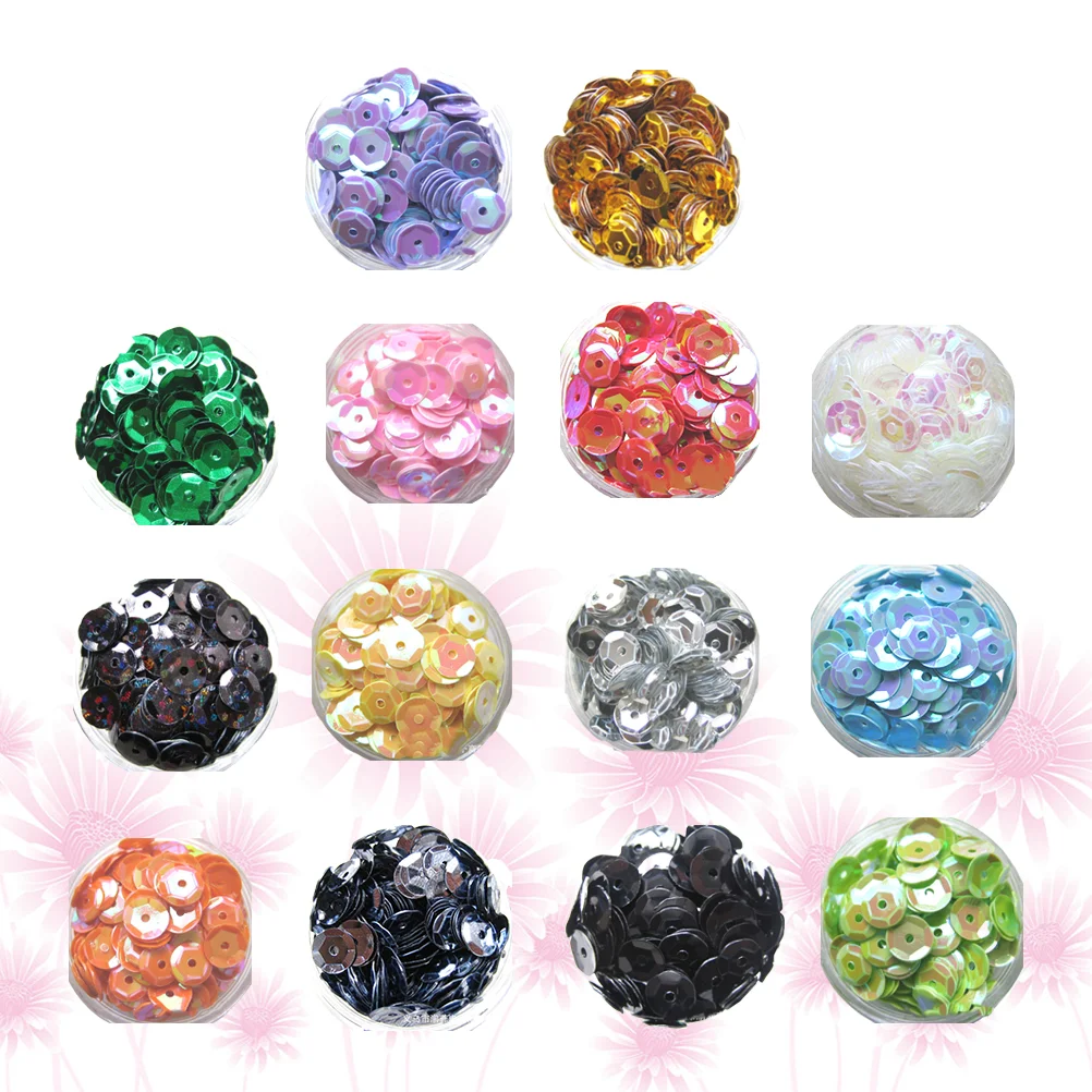 

14PCS 6mm Colorful Curved Round Hole Sequins DIY Sewing Perforated Beads Garment Material