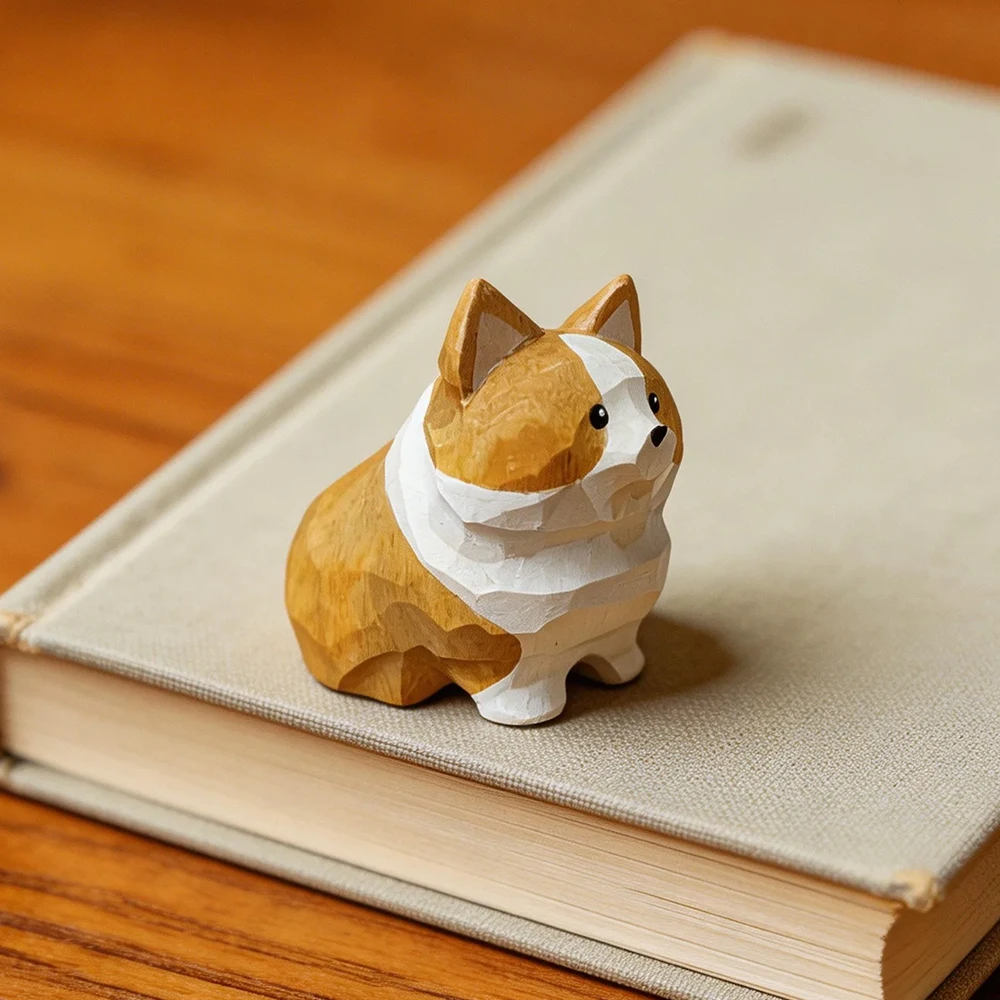 

Деревянная статуэтка щенка корги