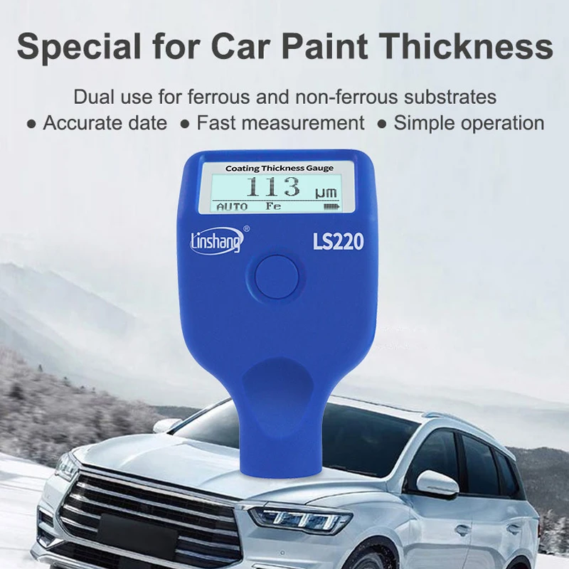 

LS220 0-2000um Paint Coating Thickness Tester Electroplate Metal Coating Thickness Gauge for Automobile Painting Paint film