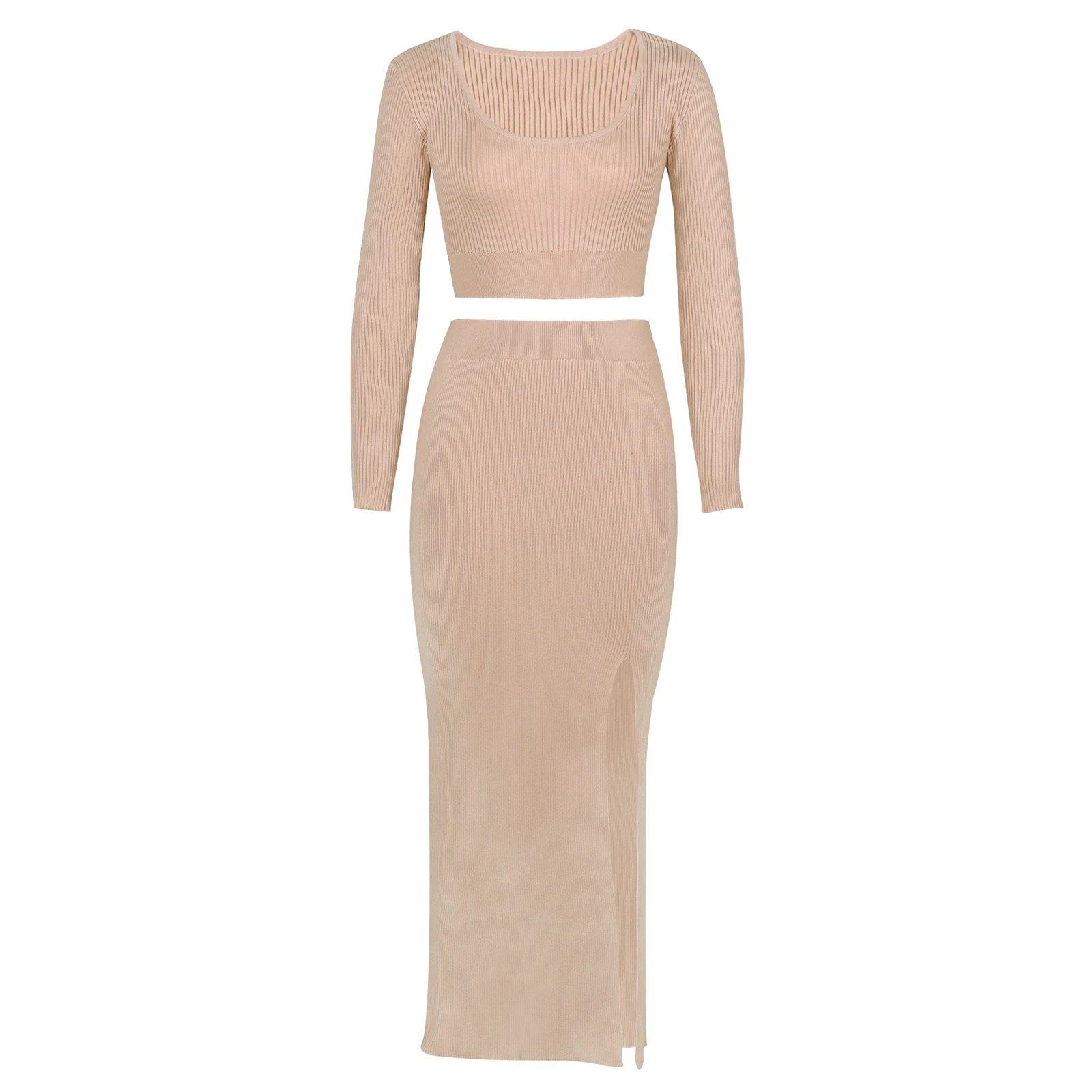 Весна-Осень 2022 вязаные Сексуальные облегающие Женские костюмы повседневный