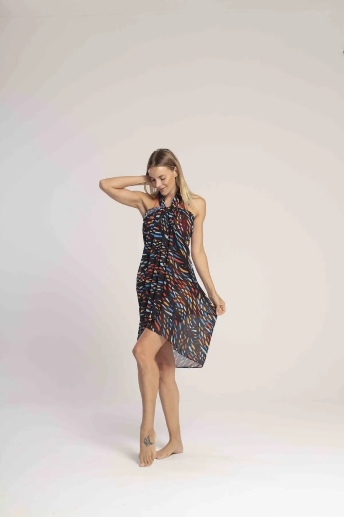 

Women's Pareo Maxi Swimwear Cover Up Dress Sexy Tunic Suit Beachwear Female Beach Bikini Cover Loose Mini Dress