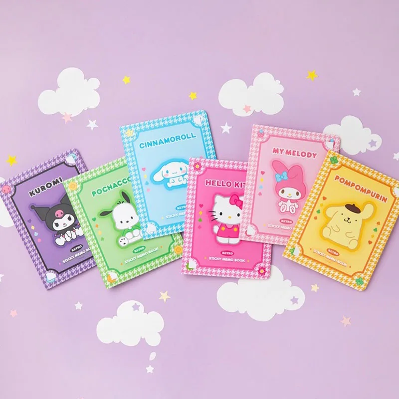 

Kuromi My Melody Cinnamoroll Kittys Kawaii Sanrios Cartoon Message Book Post-it Notes DIY Hand Ledger Material Book for Gifts