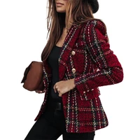 double breasted lady blazer long sleeve woolen modern design winter lady coat for dating