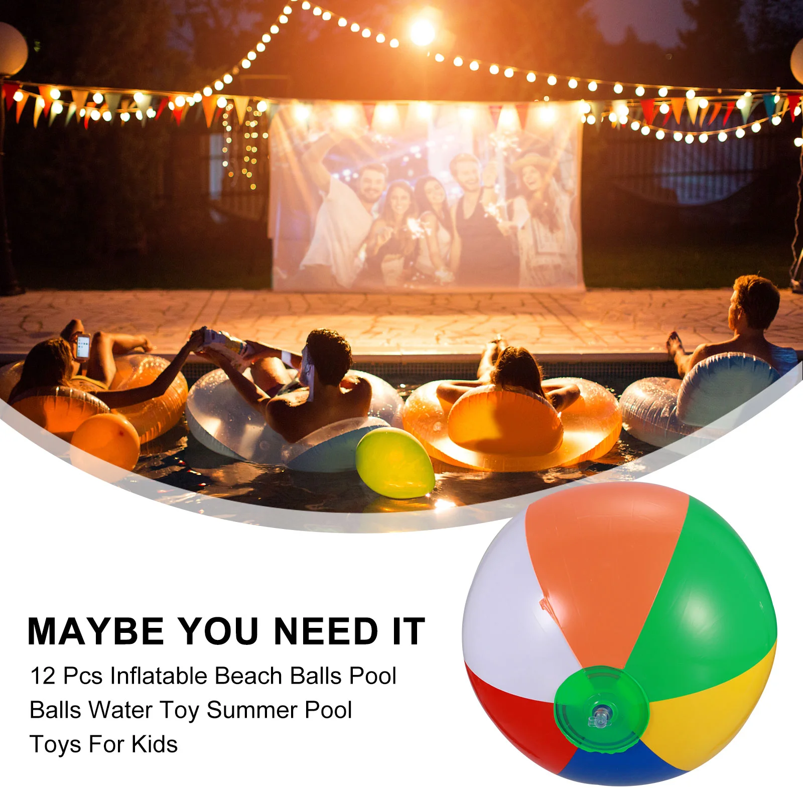 

12 Pcs Inflatable Pools Soccer Toy Kids Colorful Bulk Rainbow PVC Pool Balls Party