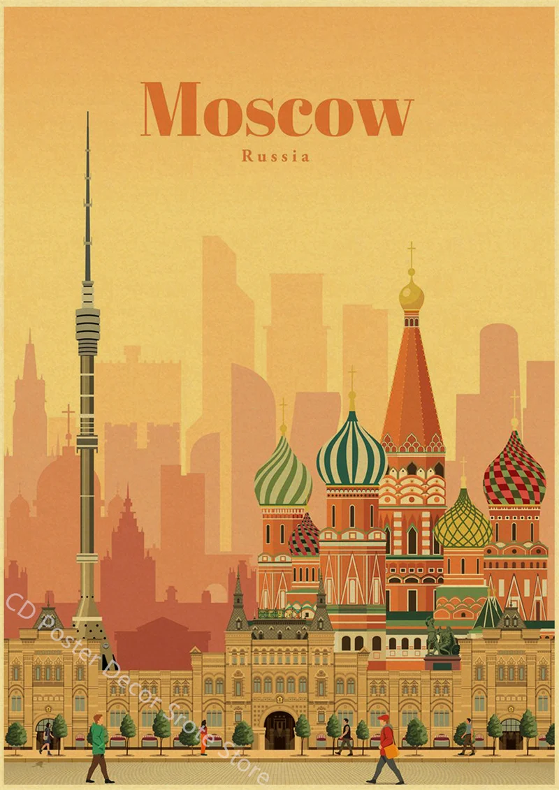 

Плакат с мировыми городами Ретро стиль