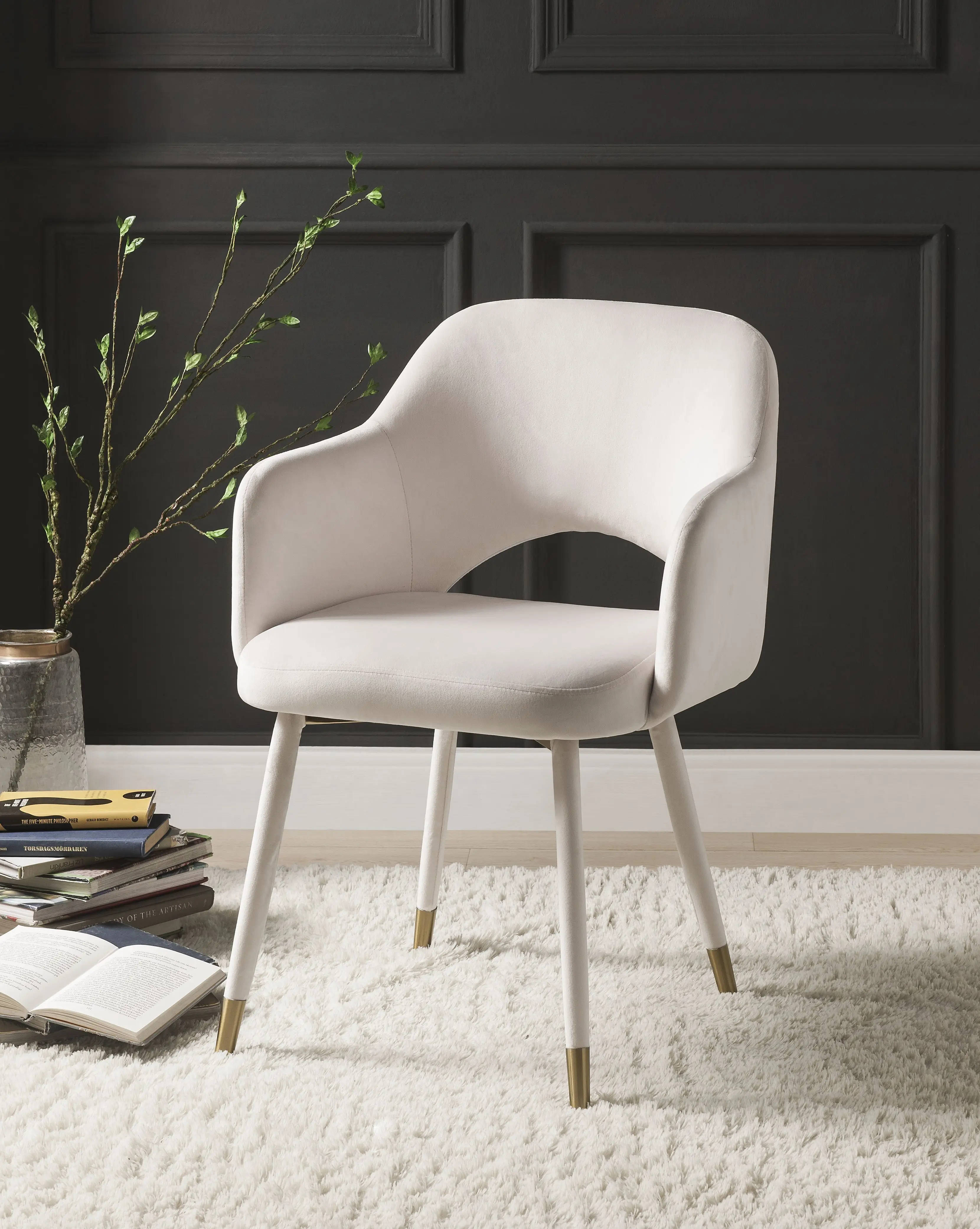 

ACME Applewood Accent Chair, Cream Velvet & Gold 59856 On-Site