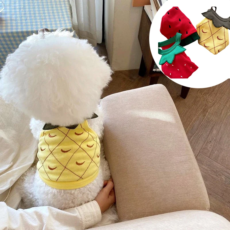 

Dog Clothes Cute Fruit Shape Vest Summer Thin Comfortable Sling Strawberry Pineapple Sleeveless T-Shirt for Small Dog Cat Bichon