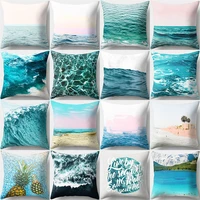 45x45cm blue ocean seascape pillow cover simple beach landscape home sofa decorative pillowcase bedroom waist cover cushion
