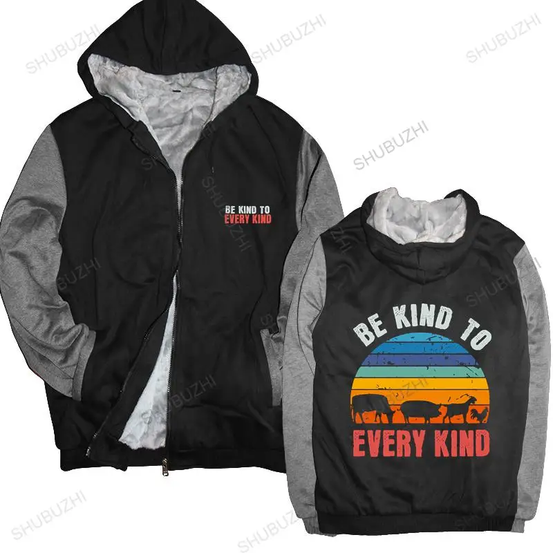 

warm coat men fleece hoody Classic Vegan Vegetarian warm coat Men Be Kind To Every Kind Animal Sunset men winter sweatshirt