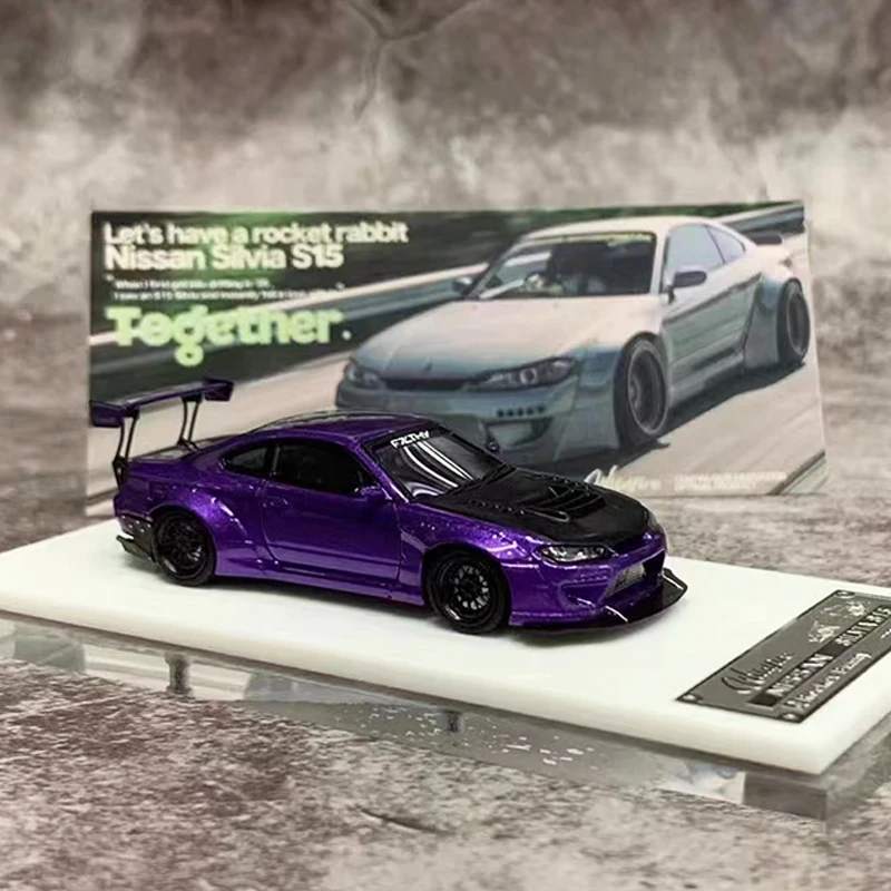 

Дикий огонь 1:64 модель автомобиля Silvia S15 ROCKET Bunny полимерный дисплей автомобиля-фиолетовый
