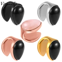 vankula 2pcs popular stainless steel agate ear weight plugs tunnel gauges body jewelry earring piercing expanders stretchers