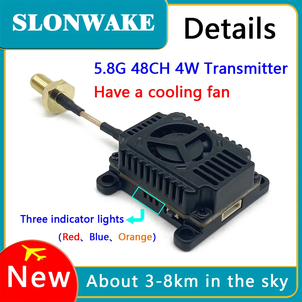 SLONWAKE FPV 5 8G 4 Вт VTX-передатчик 25 МВт/400 МВт/1000 МВт/2000 МВт/4000/ МВт Регулируемый