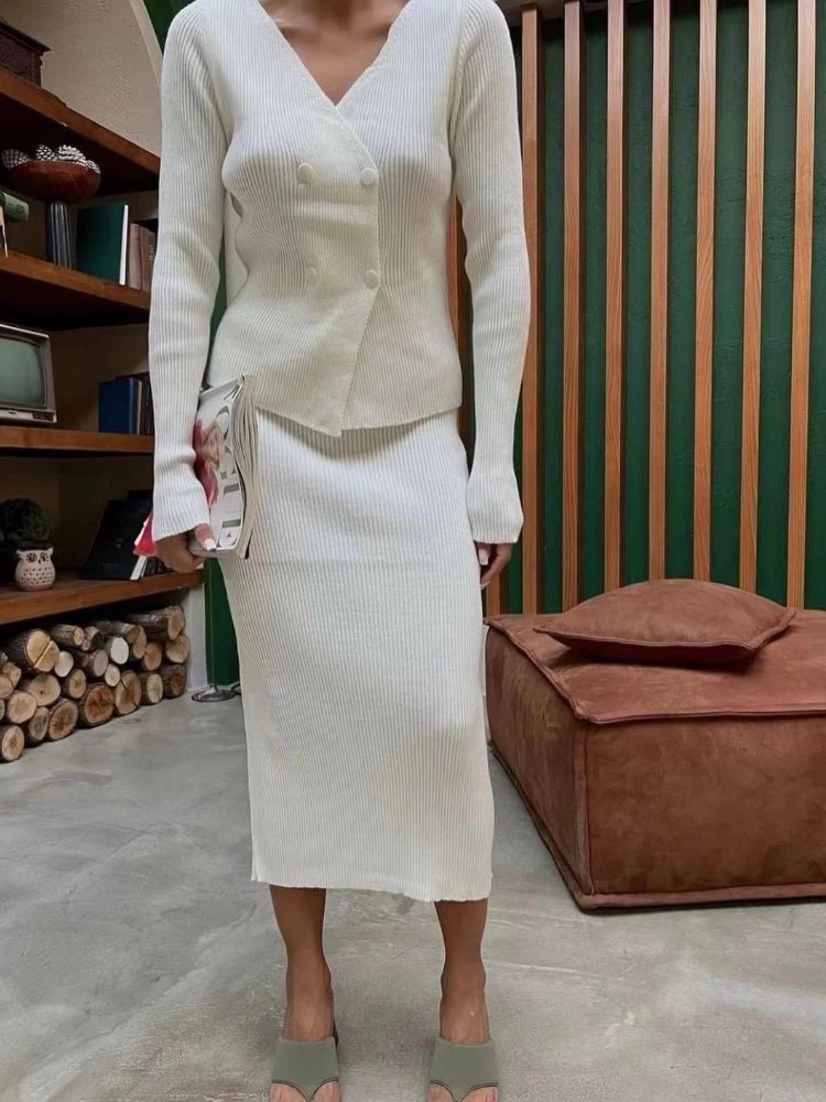 

Элегантный яркий клетчатый пуловер с длинным рукавом, комплект из двух предметов, женский осенне-зимний однотонный милый корейский Модный ...