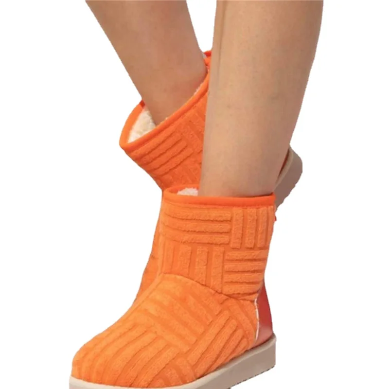 2022 Winter New Thick Bottom Plus Velvet Thick Snow Boots Women's Fashion Large Size 43 Warm Towel Short Boots Cotton Shoes