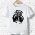 Футболка для мальчиков и девочек, смешная рубашка с рисунком боксерского мопса, в стиле Харадзюку, Ullzang, для подростков