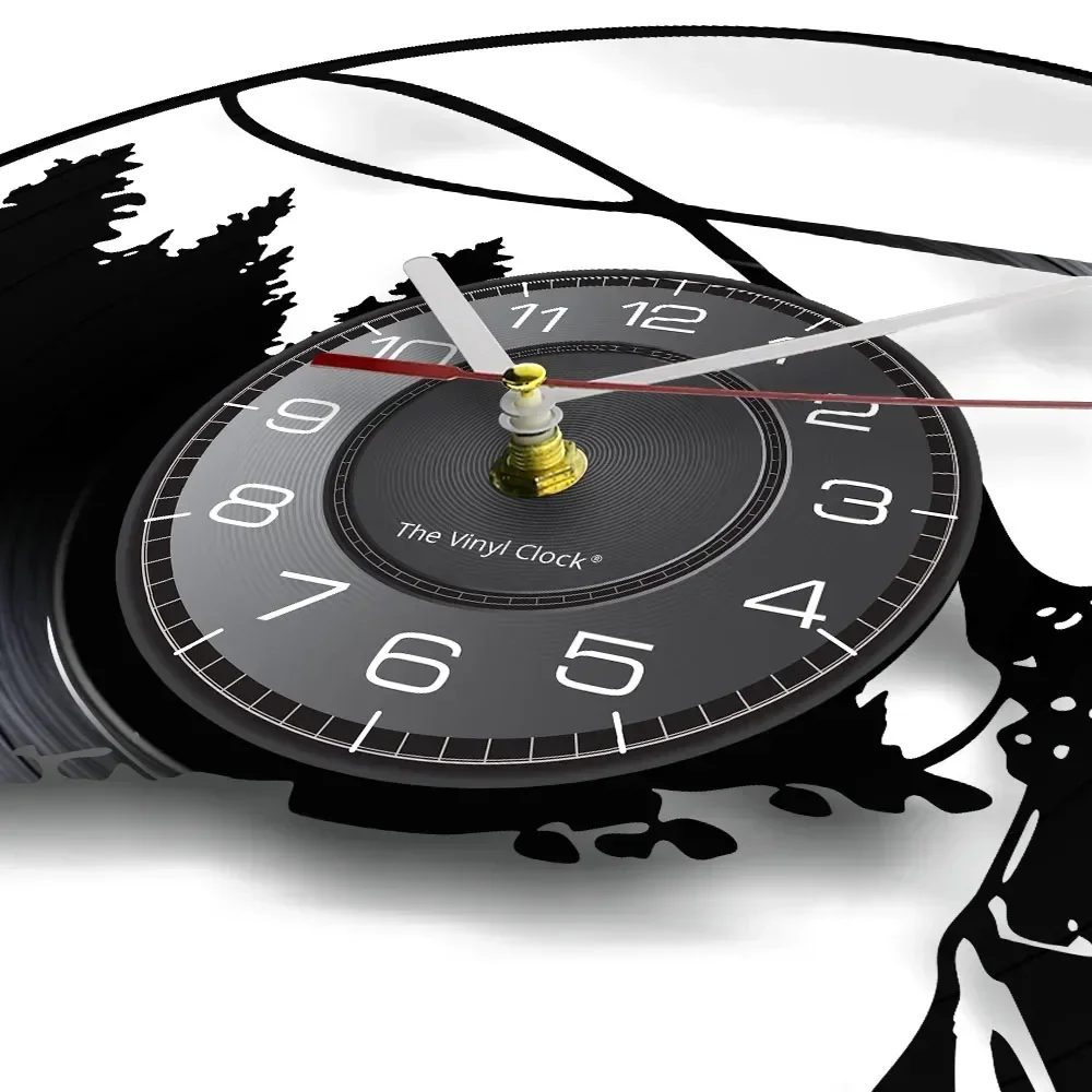 Настенные часы с изображением рыбака и озера домашний декор настенные виниловой