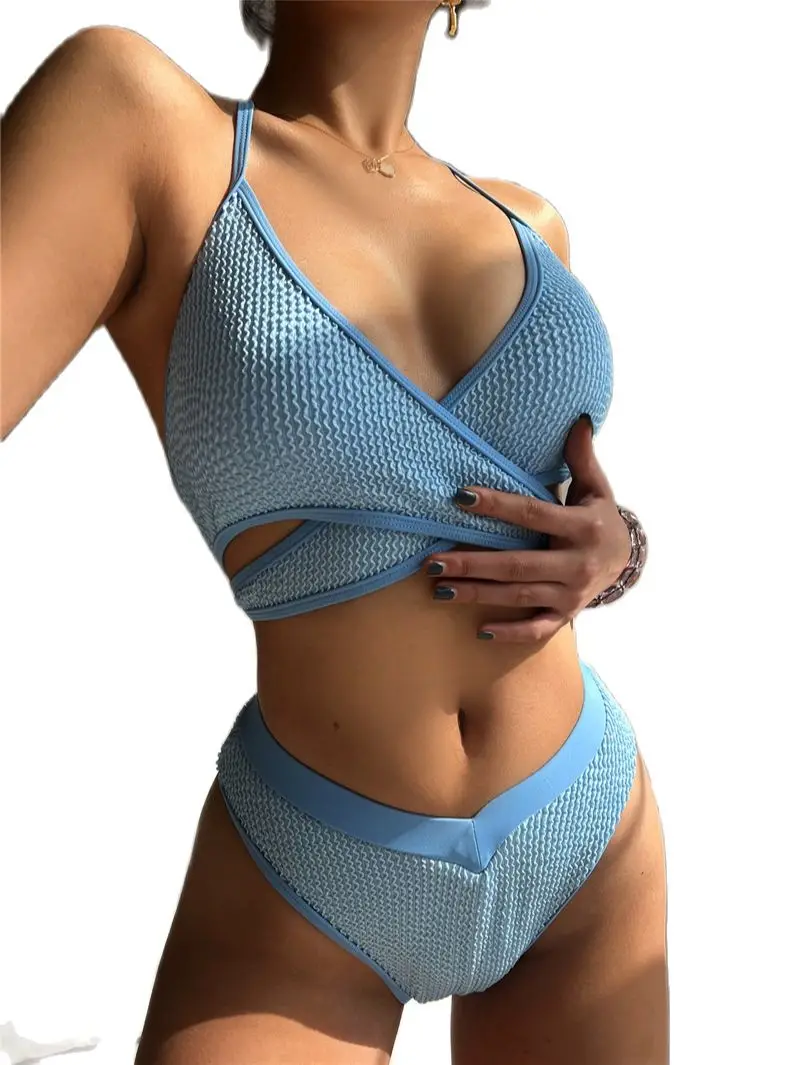 

New Solid Sexy Bikini Bandage Two Piece Swimsuit Ladies Beachwear Female Halter Tankini Bathers Swim Dropshipping